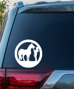Round Cowgirl and Horse Window decal Sticker