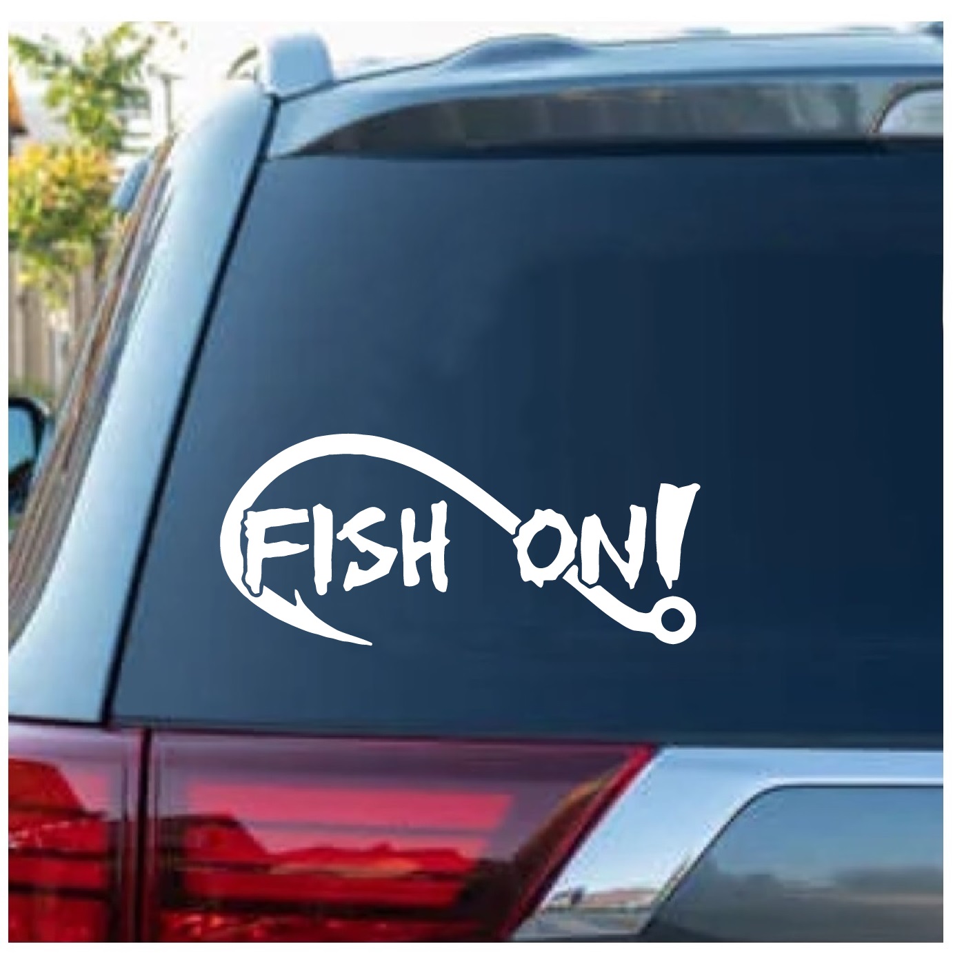 Fish On Hook Window Decal Sticker D2, Custom Made In the USA