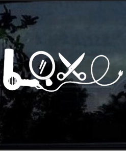 Hair Stylist Decals - Love Dryer Scissor Car Sticker