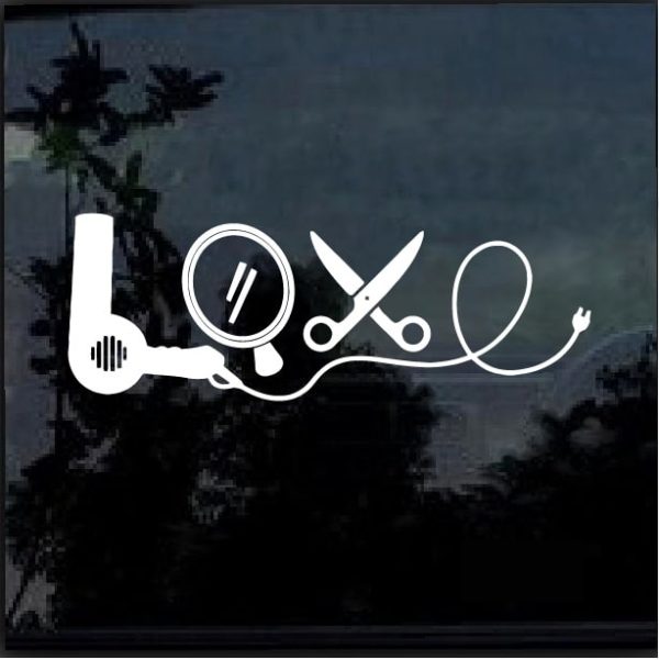 Hair Stylist Love Dryer Mirror Decal Sticker
