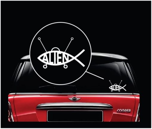 alien fish vinyl window decal sticker