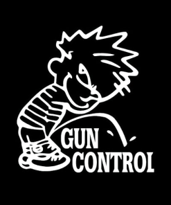 Calvin Piss on Gun Control Decal Stickers
