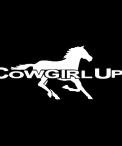 Cowgirl Up with running Horse Window decal Sticker