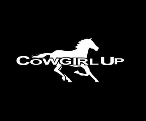 Cowgirl Up with running horse decal
