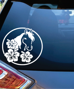Horse with Hibiscus flower Decal Sticker