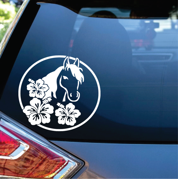 Horse with Hibiscus flower Decal Sticker