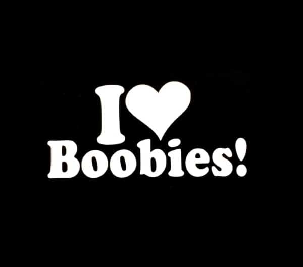 Love Boobies Heart Window Decal Sticker, Custom Made In the USA