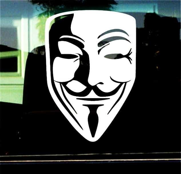 adesivo V PER VENDETTA for Guy Fawkes sticker decal Anonymous Mask moore lloyd 