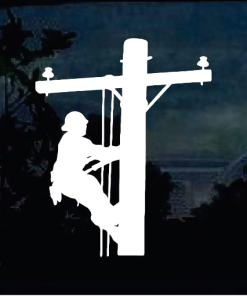 Electric Pole Lineman Electrician Utility Worker Decal Sticker