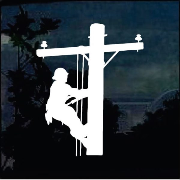 Lineman Electrician decal - Pole climber decal