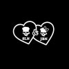 Skull Hearts with Initals Vinyl Decal Stickers