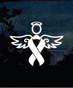 Winged cancer ribbon decal sticker