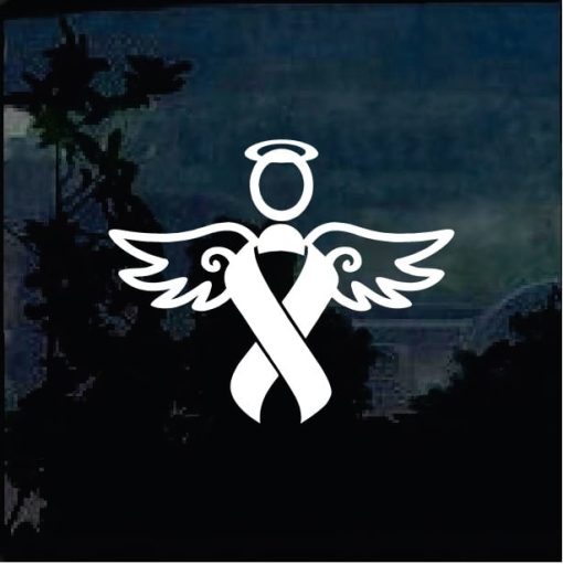 Winged cancer ribbon decal sticker