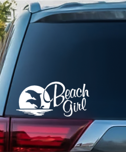 Beach Girl Dolphins Decal Sticker