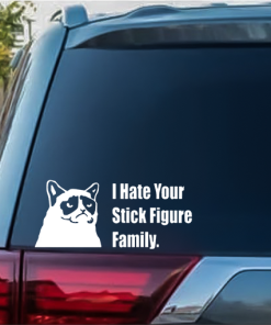 Grumpy Cat I hate your Stick Figure Family window decal Sticker
