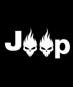 Jeep Skulls Flaming Vinyl Decal Sticker