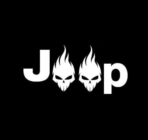Jeep Skulls Flaming Vinyl Decal Sticker