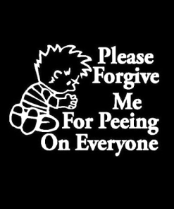 Calvin Forgive me for peeing Decal Stickers