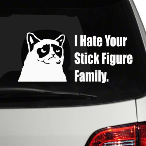 Grumpy Cat I hate your Stick Figure Family Vinly Decal Sticker