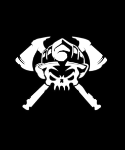 Fireman Skull Firefighter Axe Window Decal Sticker