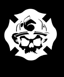 Fireman Crest Skull Window Decal Sticker