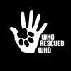 Who Rescued Who Dog Paw Hand Window Decal Sticker
