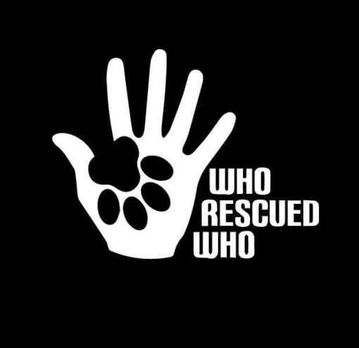 Who Rescued Who Dog Paw Hand Vinyl Decal Stickers