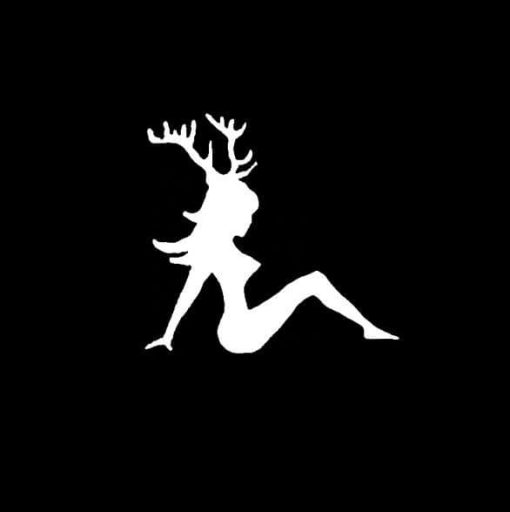Mudflap Girl with Deer Antlers Vinyl Decal Sticker