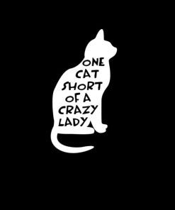 One cat short of a Crazy Lady Vinyl Decal Stickers