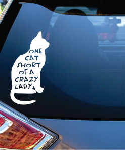 One cat short of a Crazy Lady Cat Window Decal Sticker