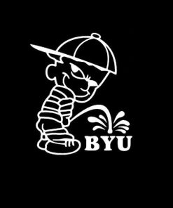 Calvin Piss on BYU Brigham Young University Vinyl Decal Stickers