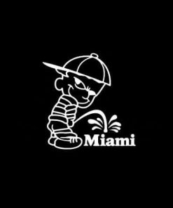 Calvin Piss on Miami Dolphins Vinyl Decal Stickers