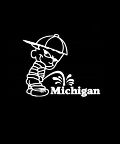 Calvin Piss on Michigan Decal Stickers
