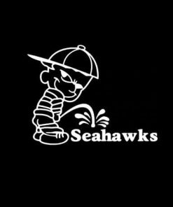 Calvin Piss on Seattle Seahawks Vinyl Decal Stickers