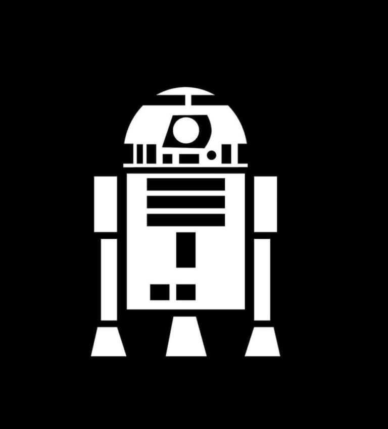 r2d2 clipart black and white