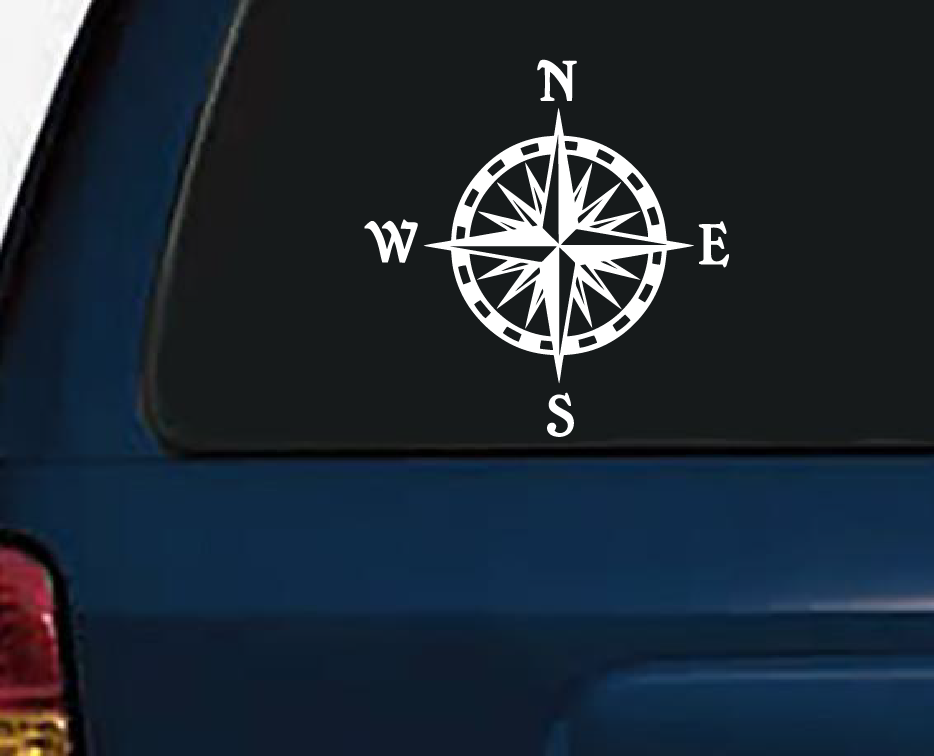 Rose Compass Funny Vinyl Decal Sticker Car Window Bumper Wall Laptop Tablet 9" 