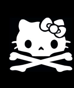 Hello Kitty Skull and Cross Bones Vinyl Decal Sticker