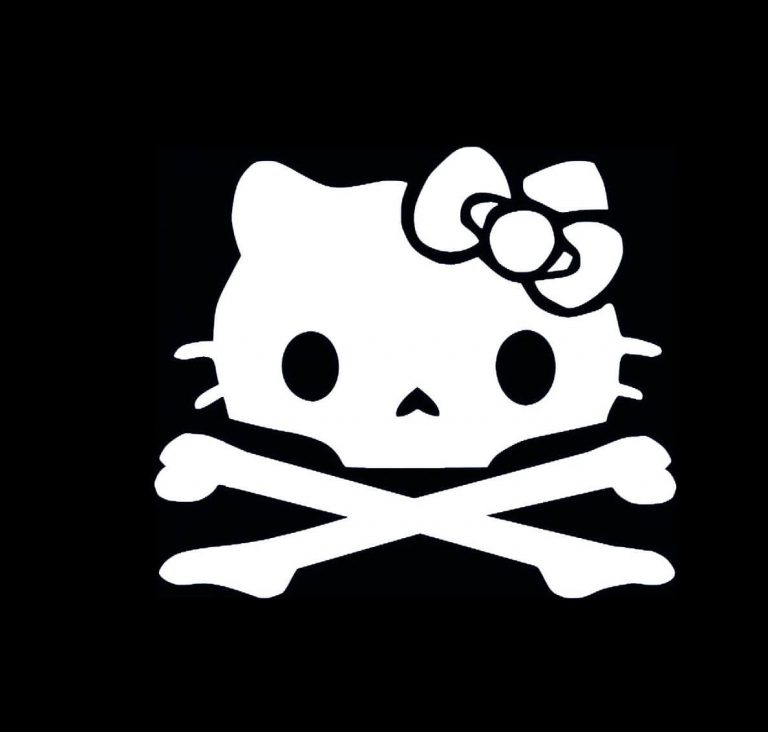 Hello Kitty Skull and Cross Bones Window Decal Sticker