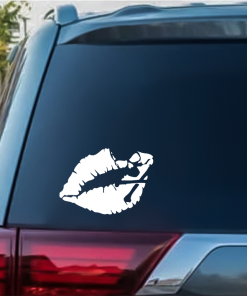 Kiss Of Death Lips Skull Window Decal Sticker