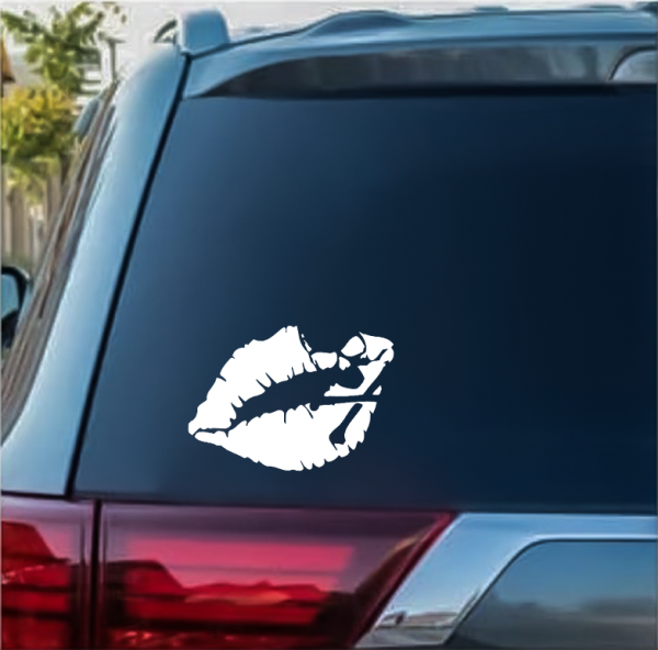 Kiss Of Death Lips Skull Window Decal Sticker