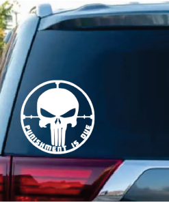 Punisher Skull Punishment is due window Decal Sticker