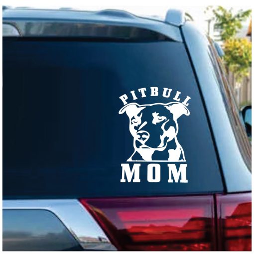 Pitbull Mom Head Window Decal Sticker