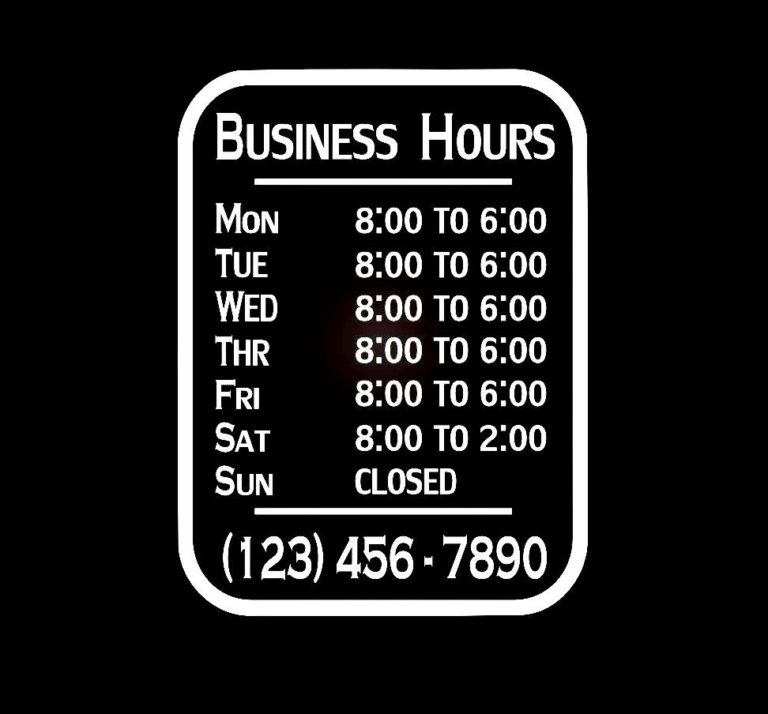 Business Store Hours Vinyl Window Decal Sticker 06 Custom Sticker Shop