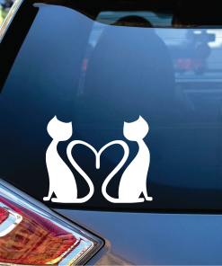 Love Cats Heart a3 Cat Window Decal Sticker