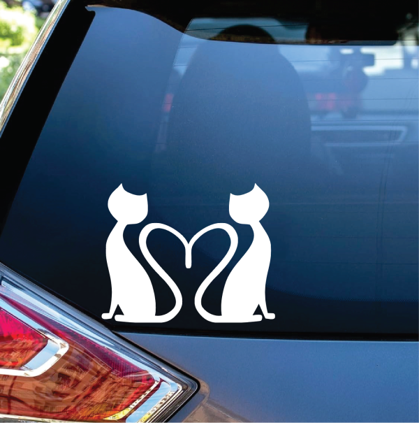 Love Cats Heart a3 Cat Window Decal Sticker