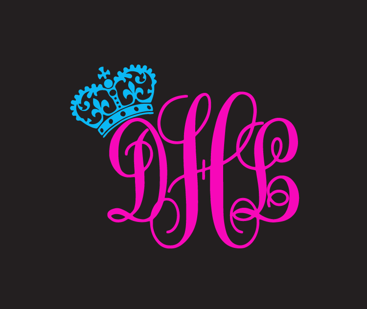 Monogram Initials With Crown Vinyl Decal Stickers