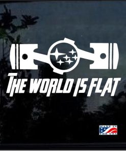 subaru the world is flat pistons decal sticker