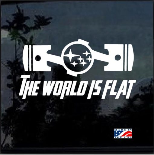 subaru the world is flat pistons decal sticker