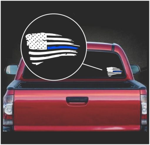 Blue lives Matter Weathered American Flag Decal Sticker