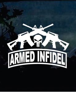 Punisher Infidel Crossed Guns Decal Sticker